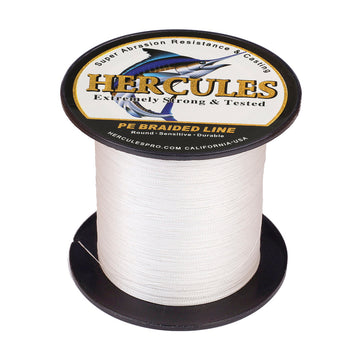 100M 109Yds White 6lb-100lb HERCULES PE Braided Fishing Line 4 Strands